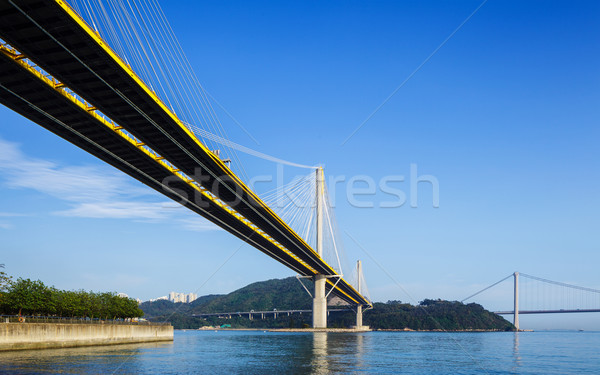 Foto stock: Puente · colgante · Hong · Kong · agua · paisaje · mar · montana