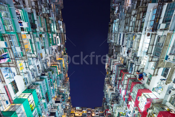 Edificio Hong Kong casa ventana noche vida Foto stock © leungchopan