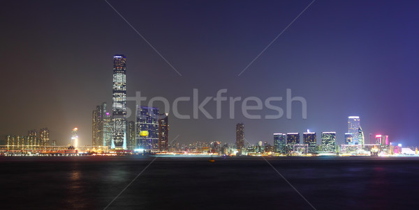 Foto stock: Noite · céu · edifício · paisagem · ponte · azul