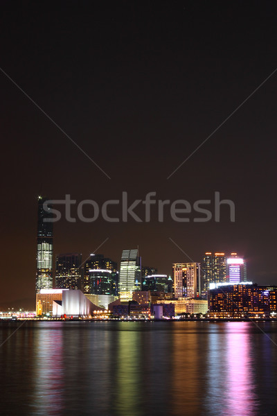 Stock photo: hong kong at night, many tall buildings