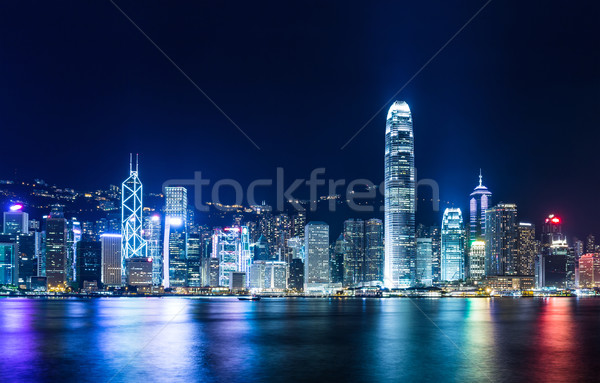 Hongkong Skyline Nacht Business Wolkenkratzer finanziellen Stock foto © leungchopan