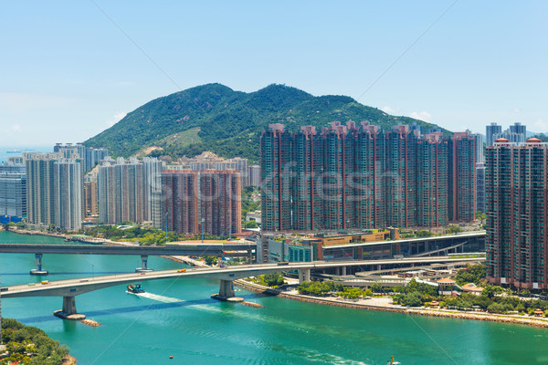 Mieszkaniowy dzielnica Hongkong budynku morza panoramę Zdjęcia stock © leungchopan