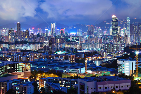 Hong Kong centro de la ciudad noche oficina edificio ciudad Foto stock © leungchopan