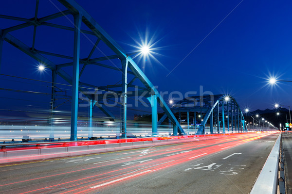 Zajęty ruchu autostrady noc wygaśnięcia most Zdjęcia stock © leungchopan
