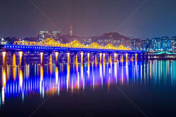 Rivier brug Seoul water stad stedelijke Stockfoto © leungchopan