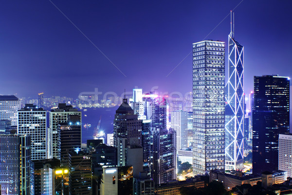 офисное здание ночь Гонконг здании пейзаж синий Сток-фото © leungchopan