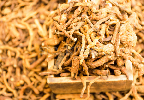 Foto d'archivio: Essiccati · ginseng · alimentare · mercato · Asia · contenitore