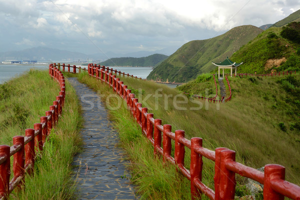 Stock photo: hiking path with pavillion