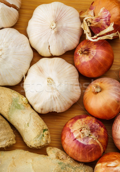 Ginger, garlic and allium ascalonicum Stock photo © leungchopan