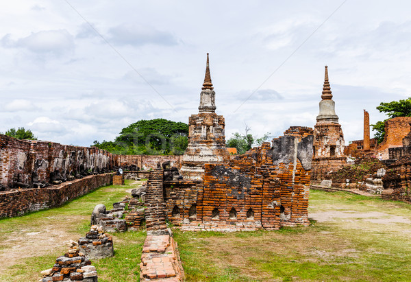 Arhitectura istorica Tailanda constructii perete război piatră Imagine de stoc © leungchopan