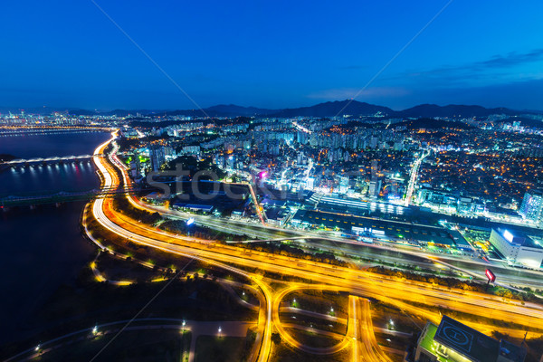 Seoul cityscape notte cielo acqua strada Foto d'archivio © leungchopan