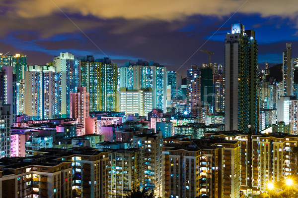 Residential district in city at night Stock photo © leungchopan