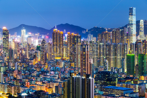 Hong Kong skyline città home uccello notte Foto d'archivio © leungchopan