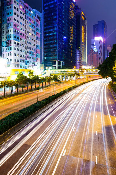 [[stock_photo]]: Hong-Kong · nuit · voiture · route · bâtiment · paysage