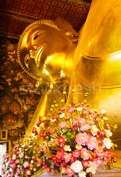 Giant golden recline buddha in Thailand Stock photo © leungchopan