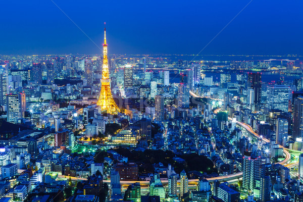 Tokyo noapte constructii oraş acasă urban Imagine de stoc © leungchopan
