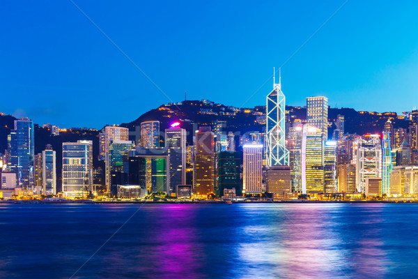 Hong Kong skyline at night Stock photo © leungchopan