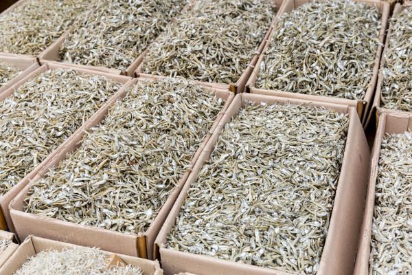 Small silver dried fish Stock photo © leungchopan