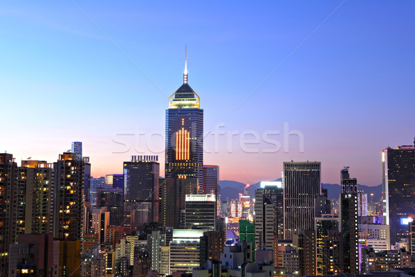 Hongkong zatłoczony budynków noc działalności niebo Zdjęcia stock © leungchopan