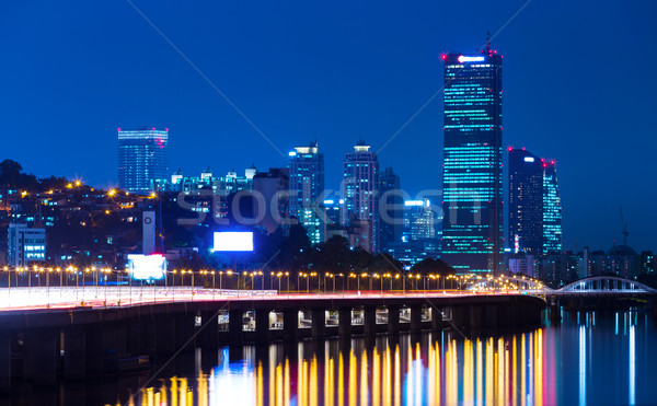 Seoul skyline notte business acqua strada Foto d'archivio © leungchopan