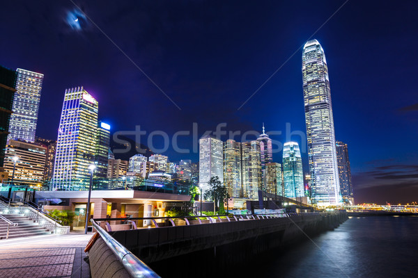 Hong Kong noite edifício paisagem urbano linha do horizonte Foto stock © leungchopan