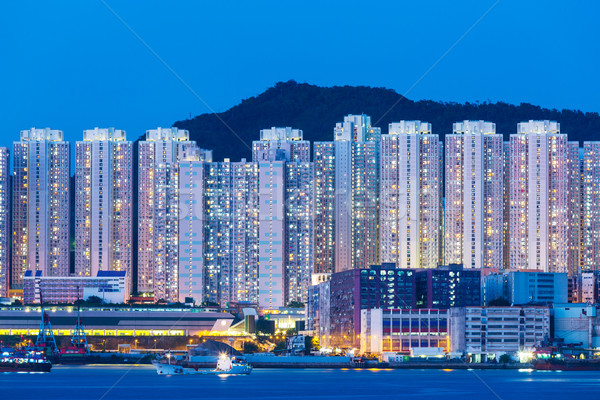 Hong Kong notte acqua costruzione città mare Foto d'archivio © leungchopan