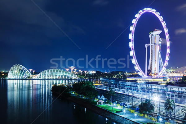 Singapour Skyline nuit bureau bâtiment ville [[stock_photo]] © leungchopan