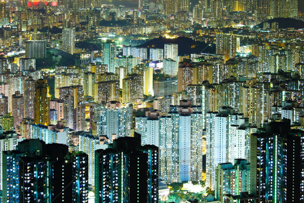 Woon- gebouw Hong Kong nacht skyline appartement Stockfoto © leungchopan