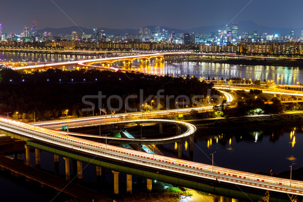 Seoul skyline notte cielo acqua città Foto d'archivio © leungchopan