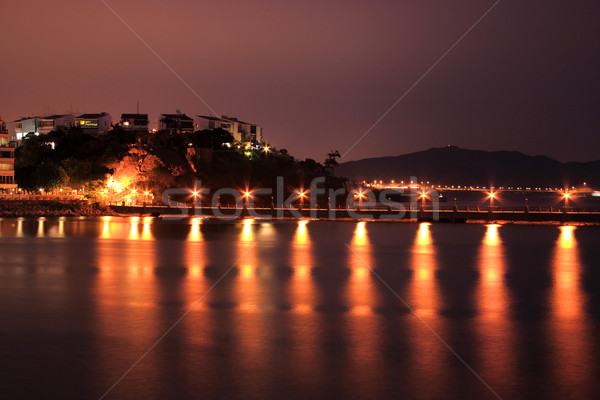 Yol gece gökyüzü ağaç çim yaprak Stok fotoğraf © leungchopan
