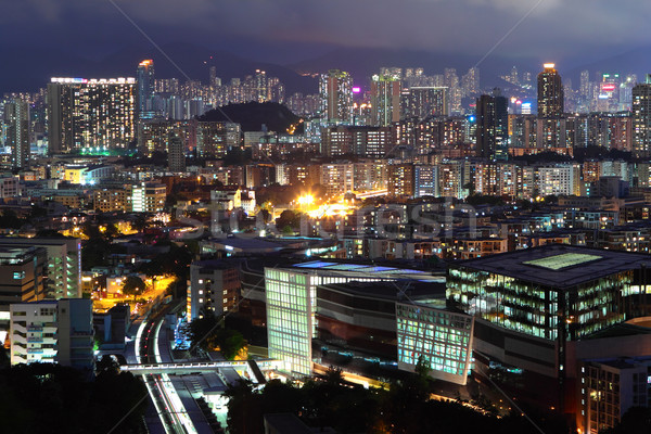 Nowoczesne Night City świetle most niebieski noc Zdjęcia stock © leungchopan