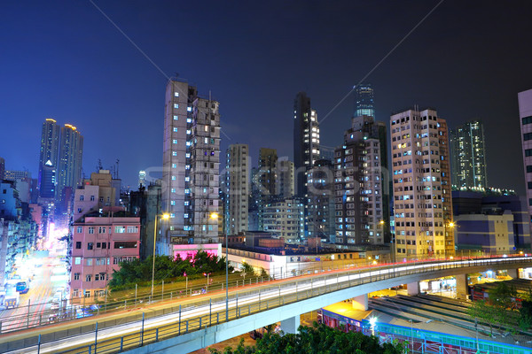 Stock photo: megacity traffic and highway at night
