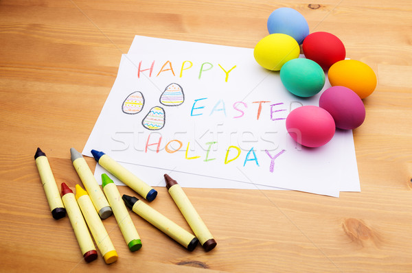 Kid drawing for easter holiday Stock photo © leungchopan