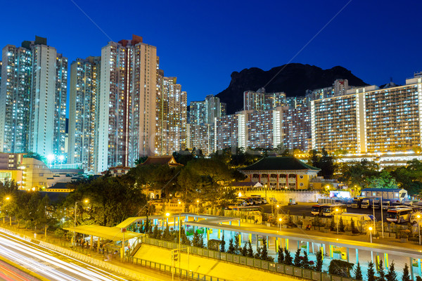 Cityscape in Hong Kong with lion rock mountain Stock photo © leungchopan