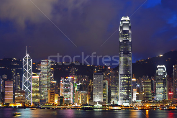 Hong Kong horizonte noche negocios edificio ciudad Foto stock © leungchopan