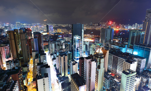Hongkong zatłoczony budynku noc działalności niebo Zdjęcia stock © leungchopan