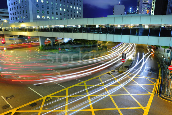 Stockfoto: Verkeer · nacht · drukke · stad · weg · straat