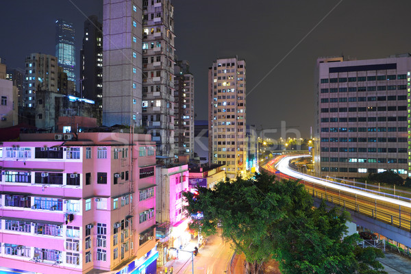 香港 擠 建築物 夜 業務 天空 商業照片 © leungchopan