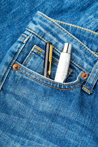 Blue jean pocket with two pen Stock photo © leungchopan