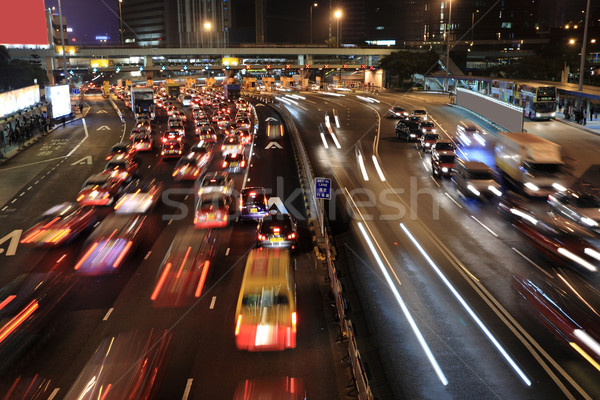 Embouteillage Hong-Kong nuit fond autoroute urbaine Photo stock © leungchopan
