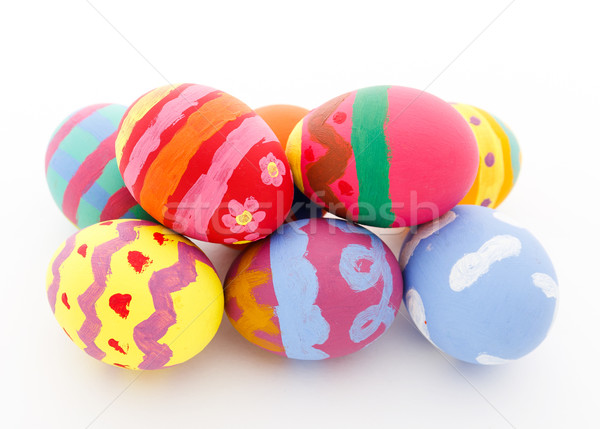 Stockfoto: Easter · egg · Pasen · gelukkig · kind · groep · witte