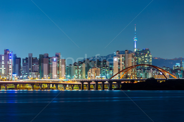 Сеул Skyline служба воды здании закат Сток-фото © leungchopan
