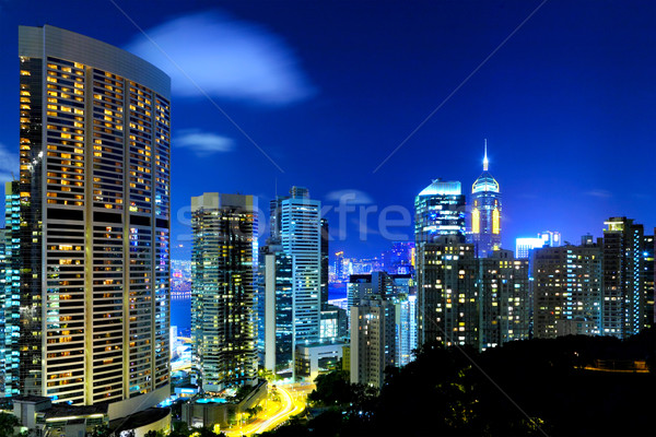 business buildings at night Stock photo © leungchopan