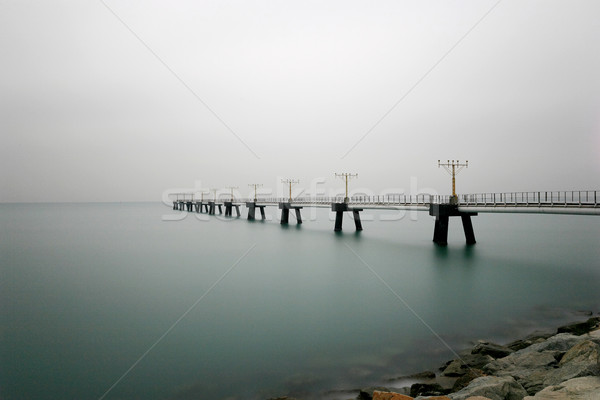 airport runway landing light on the sea Stock photo © leungchopan