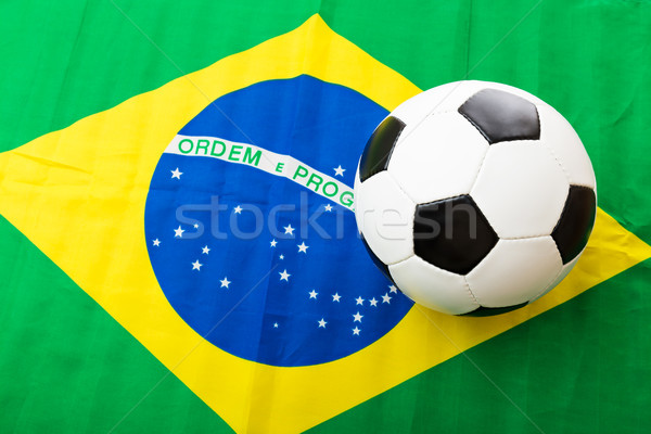 Brazil Flag and soccer ball Stock photo © leungchopan