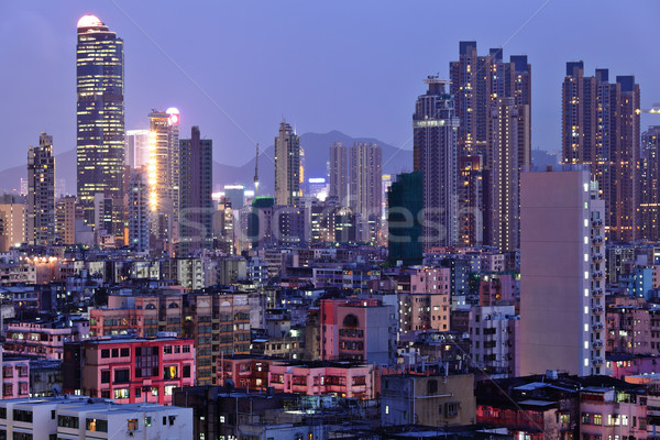 Hong-Kong surpeuplé bâtiments nuit affaires ciel Photo stock © leungchopan