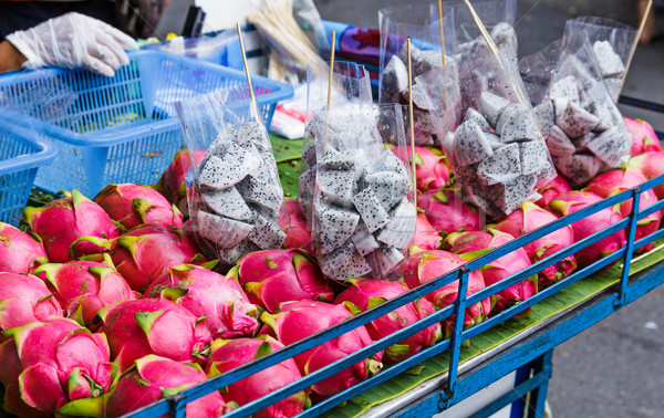 Dragon fruit on market stand in Thailand Stock photo © leungchopan