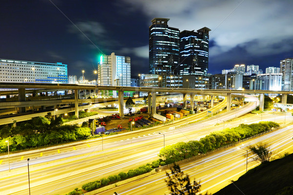 Foto stock: Moderna · urbanas · paisaje · noche · coche · carretera