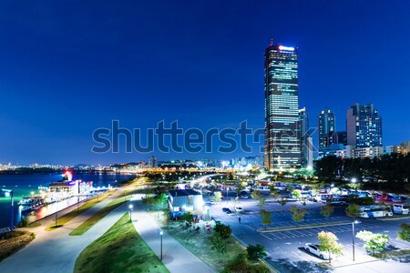 Seul linha do horizonte noite céu estrada cidade Foto stock © leungchopan