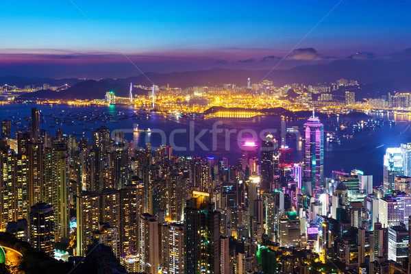 Hong Kong city skyline at night Stock photo © leungchopan